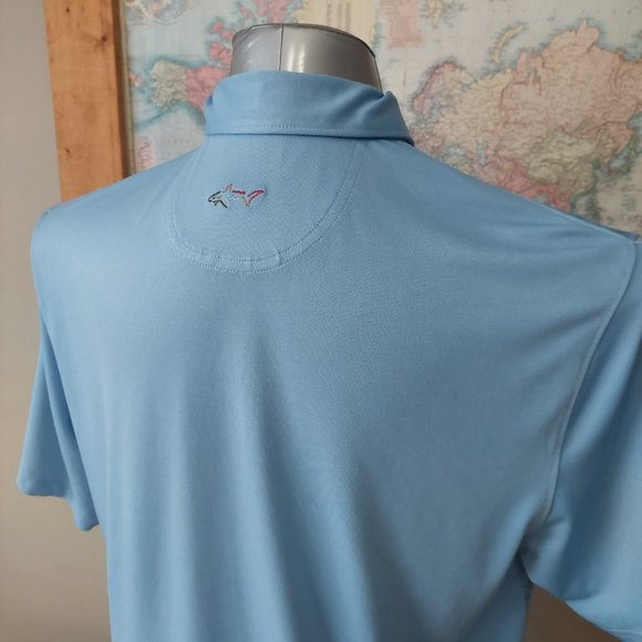 GREG NORMAN short sleeve light blue golf polo shirt pattern front men's large - Picture 4 of 11